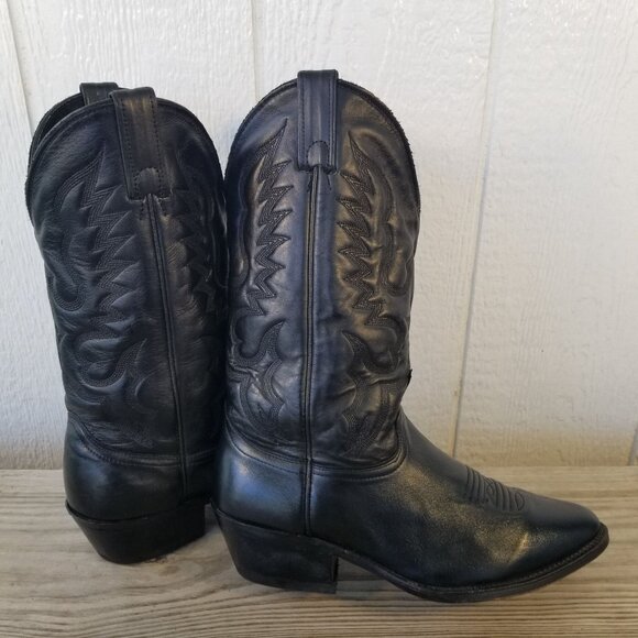 Abilene Top Grain Mens Black Leather Cowboy Western Boots 10 EE 6559 USA - Picture 3 of 13